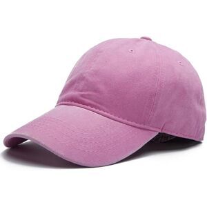 Unisex Pink Washed 100% Cotton Adjustable Size Strap Casual Classic Baseball Cap